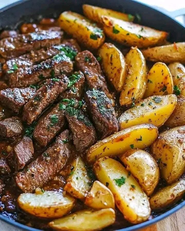 Garlic Butter Steak and Potatoes Skillet 