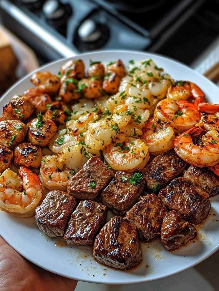 Garlic Butter Steak Bites & Shrimp Feast 