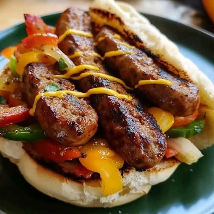 Grilled sausage sandwich