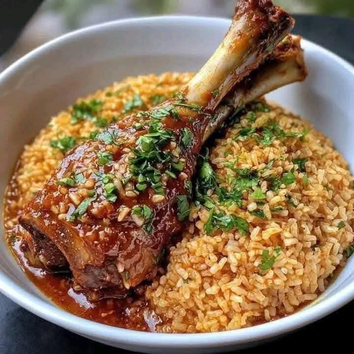 Braised Lamb Shanks With Saffron Rice